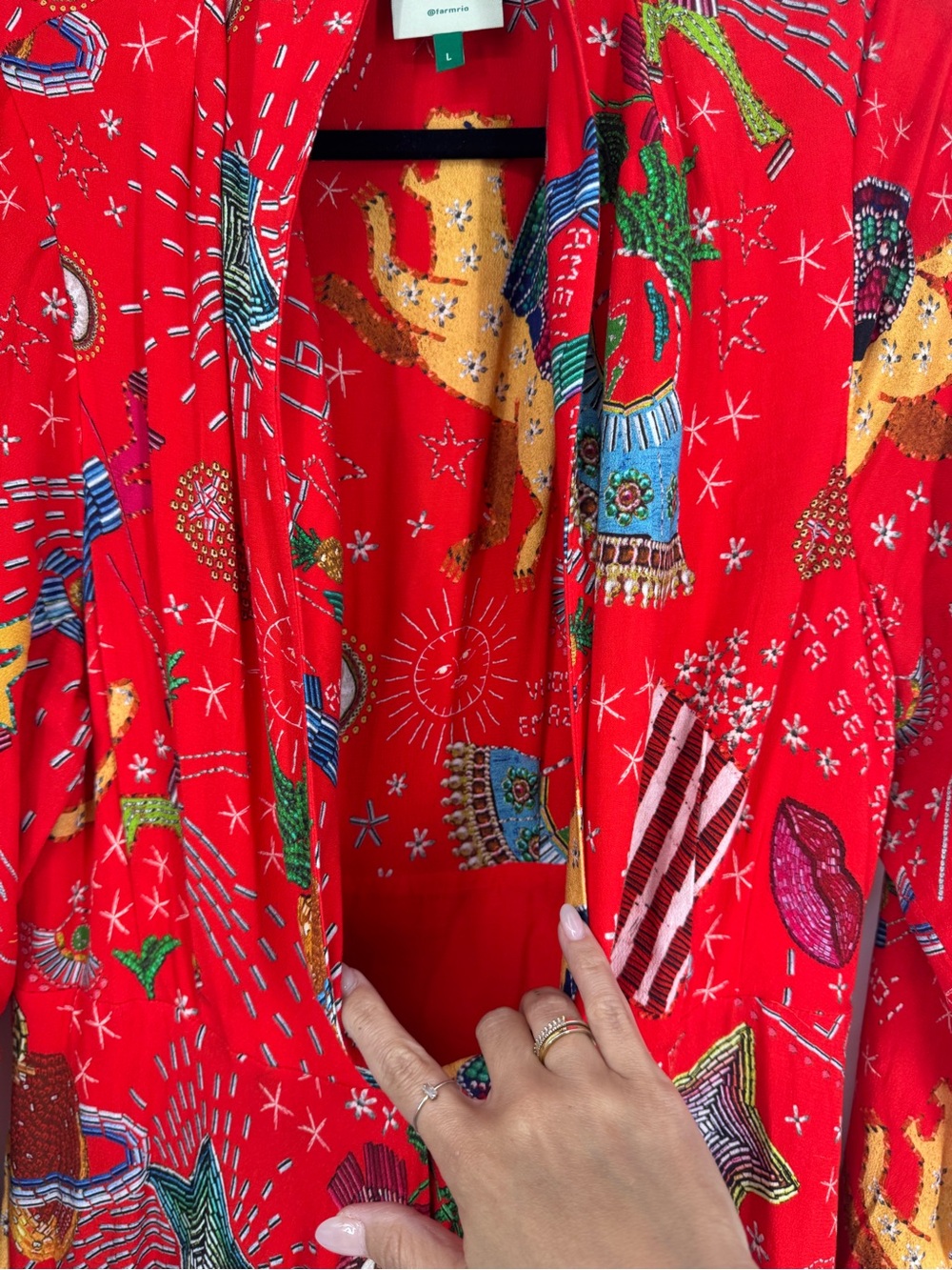 FARM Rio Red Surrealist Graphic Maxi Dress Size L - Picture 5 of 12